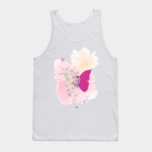 Purple Butterfly and Flower Tank Top